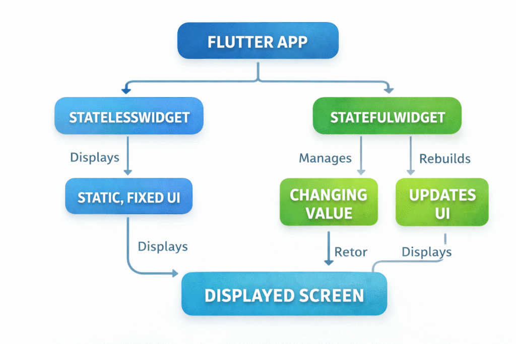 stateless widget ans stateful widget work flow