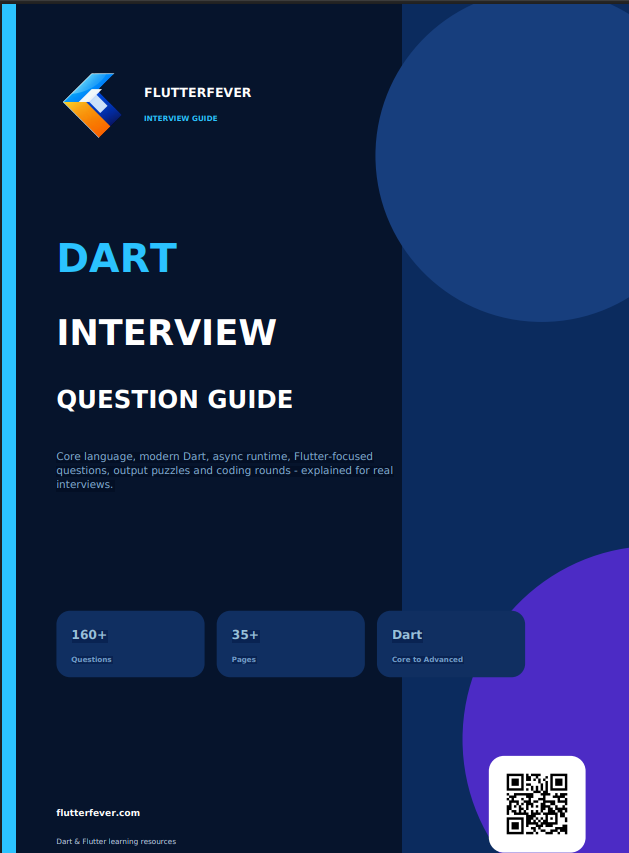 Dart Interview Mastery: 160+ Real-World Questions & Coding Puzzles for Flutter Developers (PDF Guide)