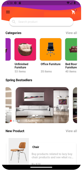 Download Furniture Shop UI template in Flutter - flutterfever.com