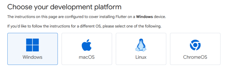 Download Flutter SDK (Windows) — Also for Mac & Linux